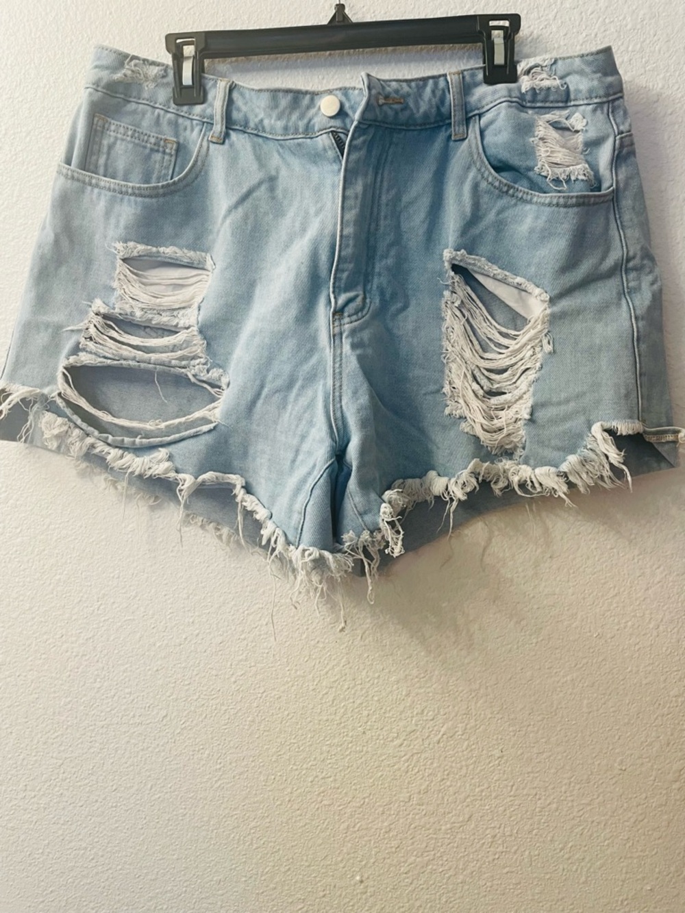 SHEIN Light Blue Distressed Denim Jean Shorts